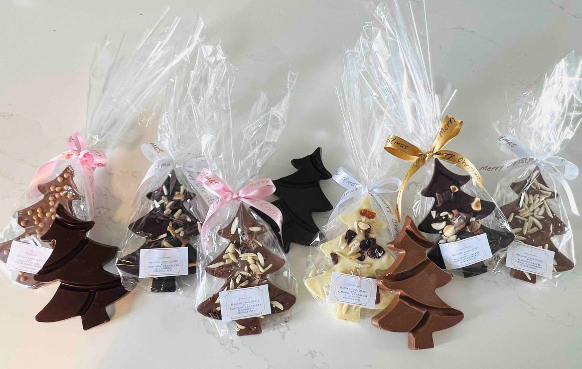 Chocolate Christmas Tree with Almonds, Cranberry & Candied Orange