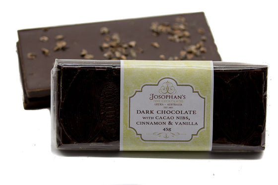 Dark Chocolate Block with Cacao Nibs, Cinnamon & Vanilla